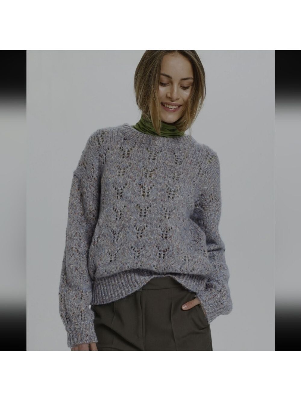 SOAKED IN LUXORY WOMEN'S NEW CHUNKY CREW NECK WOOL BLEND MEDIUM SWEATER